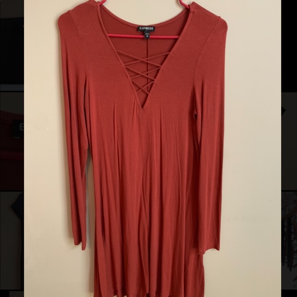 Long sleeve burnt orange dress - Picture 3 of 5